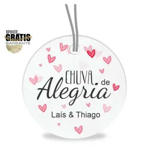 Tag casamento redonda chuva de alegria