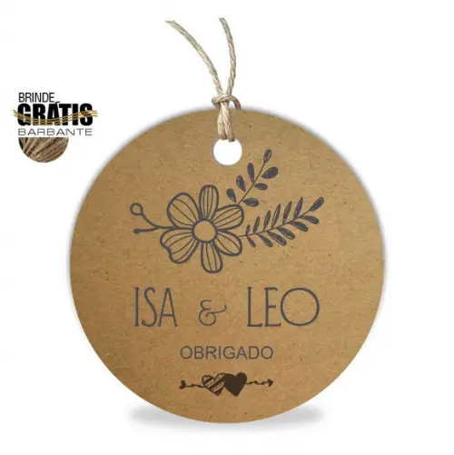 Tag casamento redonda floral
