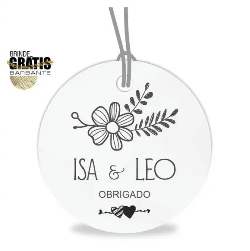 Tag casamento redonda floral