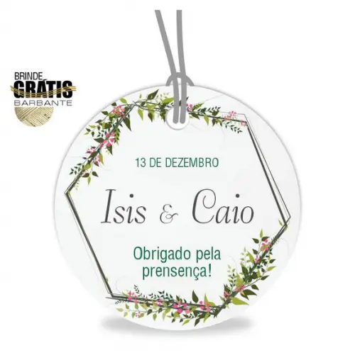 Tag casamento redonda floral