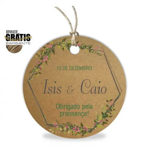 Tag casamento redonda floral