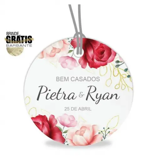Tag casamento redonda floral