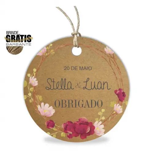 Tag casamento redonda floral