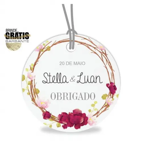 Tag casamento redonda floral