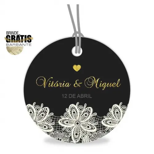 Tag casamento redonda renda