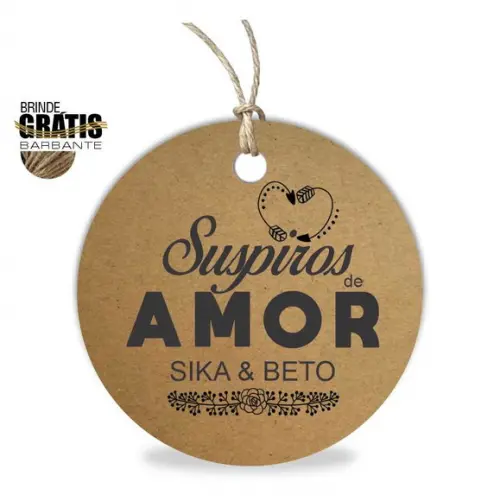 Tag casamento redonda suspiros de amor