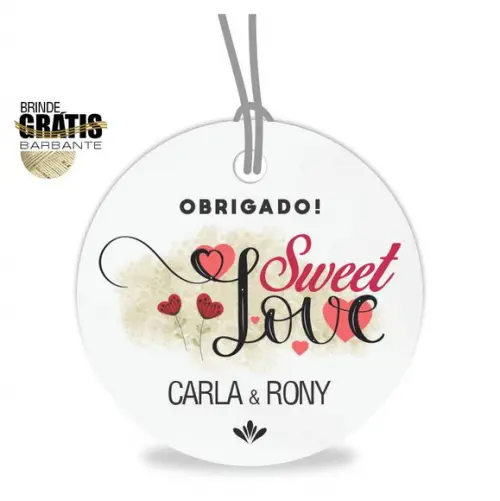 Tag casamento redonda sweet love