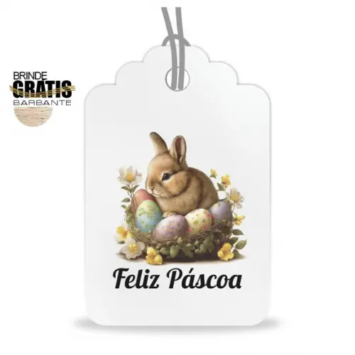 Tag Feliz Páscoa Personalizada, Mod.04