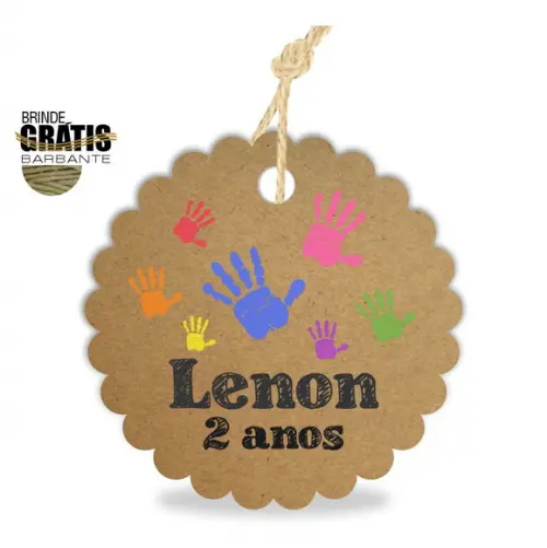 Tag infantil escalope mãos tinta