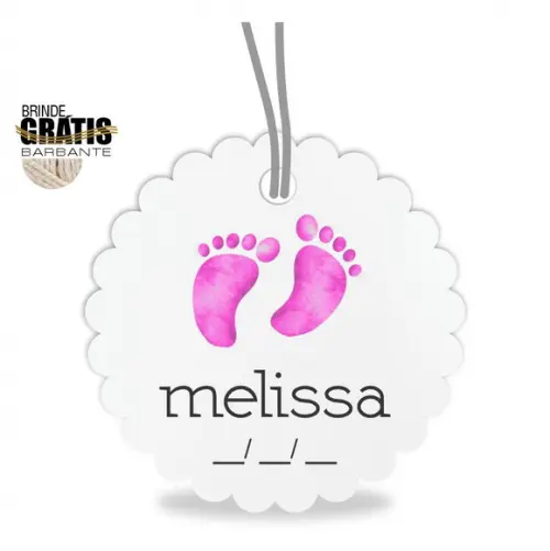 Tag infantil escalope pézinhos bebê menina