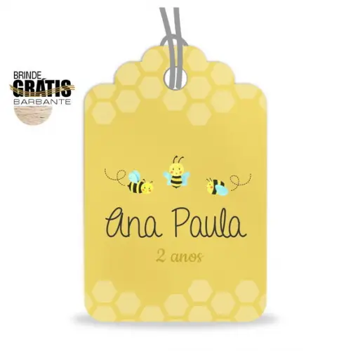 Tag infantil formato etiqueta abelhinhas