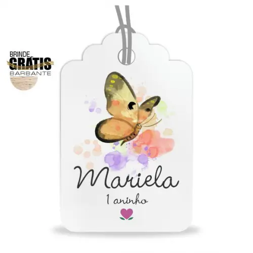 Tag infantil formato etiqueta borboleta