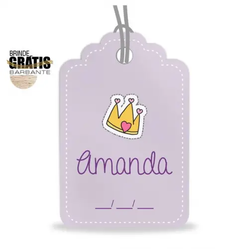 Tag infantil formato etiqueta coroa princesa