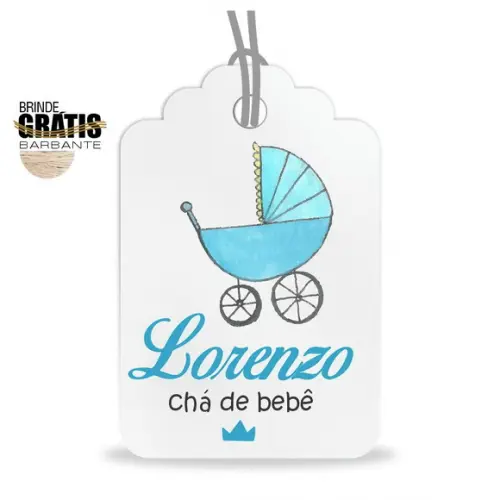 Tag infantil formato etiqueta carrinho bebê menino