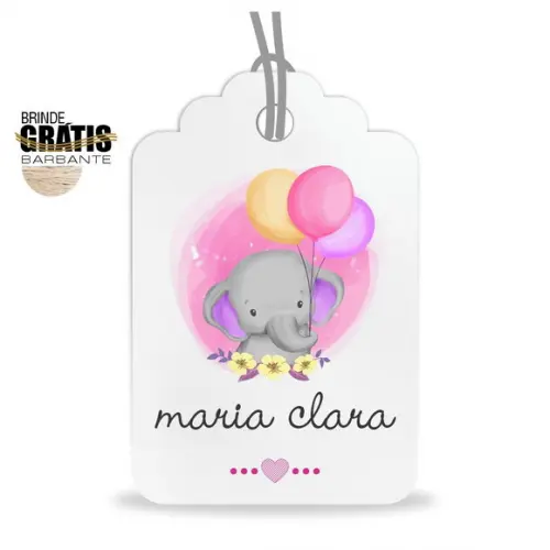 Tag infantil formato etiqueta elefantinho
