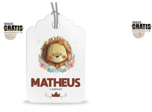 Tag infantil formato etiqueta leãozinho