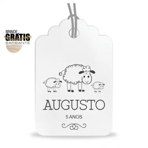 Tag infantil formato etiqueta ovelhinha