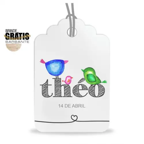Tag infantil formato etiqueta passarinhos