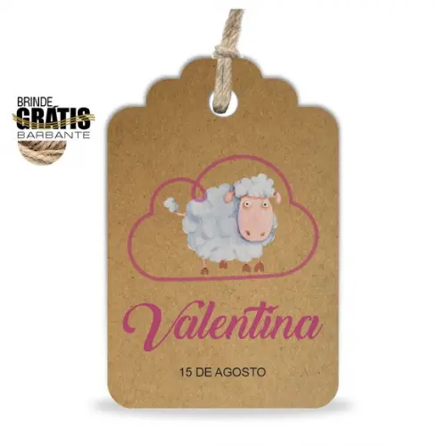 Tag infantil formato etiqueta ovelhinha