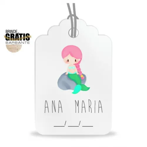 Tag infantil formato etiqueta sereia