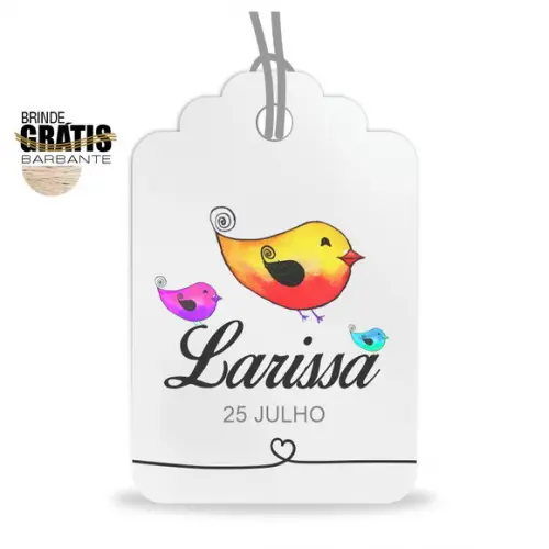 Tag infantil formato etiqueta passarinhos