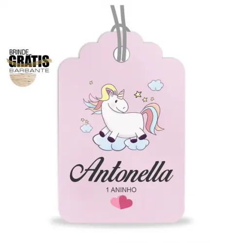 Tag infantil formato etiqueta unicórnio