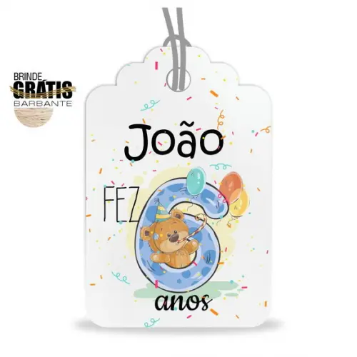 Tag infantil formato etiqueta ursinho