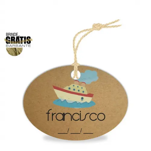 Tag infantil oval barquinho