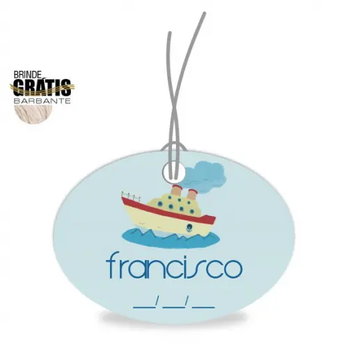 Tag infantil oval barquinho