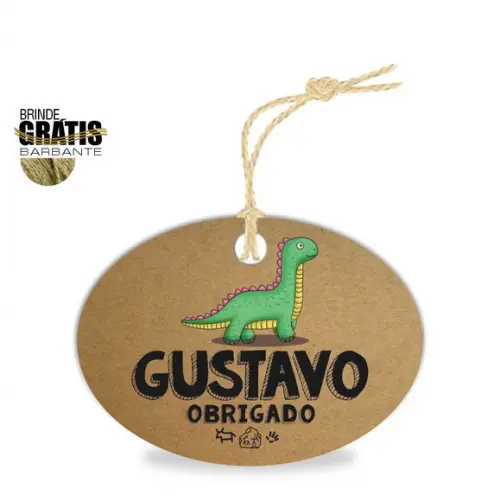 Tag infantil oval dinossauro