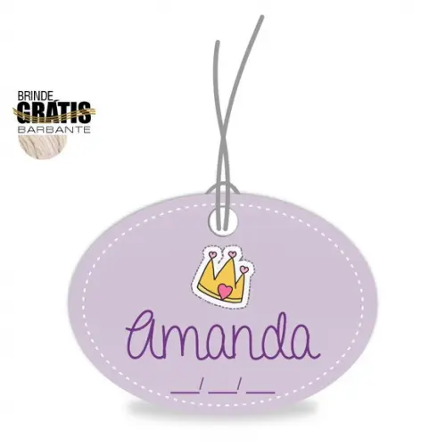 Tag infantil oval coroa princesa