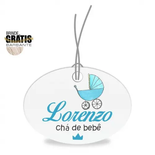 Tag infantil oval carrinho bebê menino