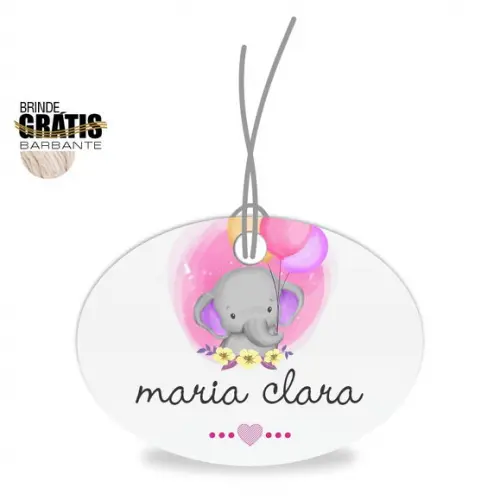 Tag infantil oval elefantinho