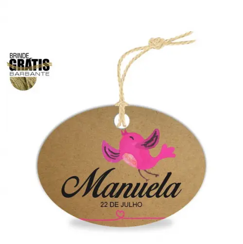 Tag infantil oval passarinhos