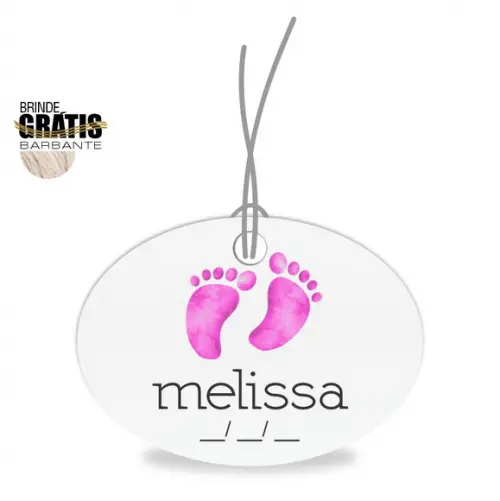 Tag infantil oval pézinhos bebê menina