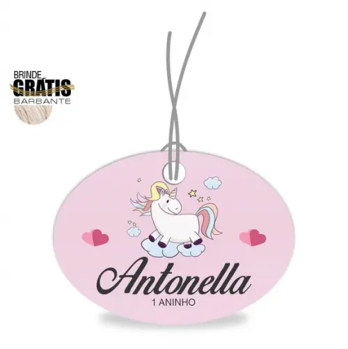 Tag infantil oval unicórnio