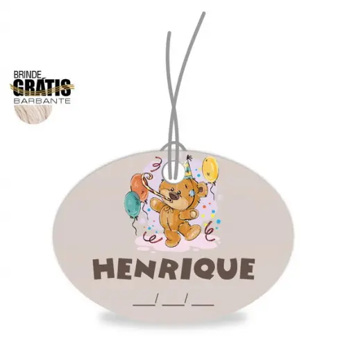 Tag infantil oval ursinho