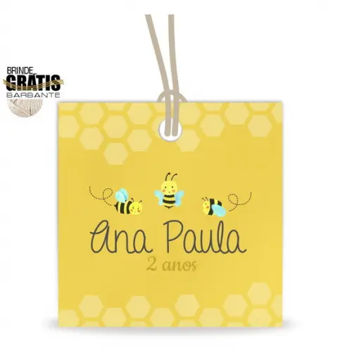 Tag infantil quadrada abelhinhas