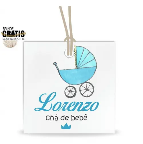 Tag infantil quadrada carrinho bebê menino