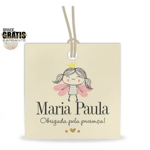 Tag infantil quadrada fadinha