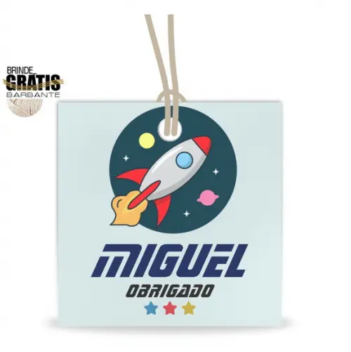 Tag infantil quadrada foguete astronauta