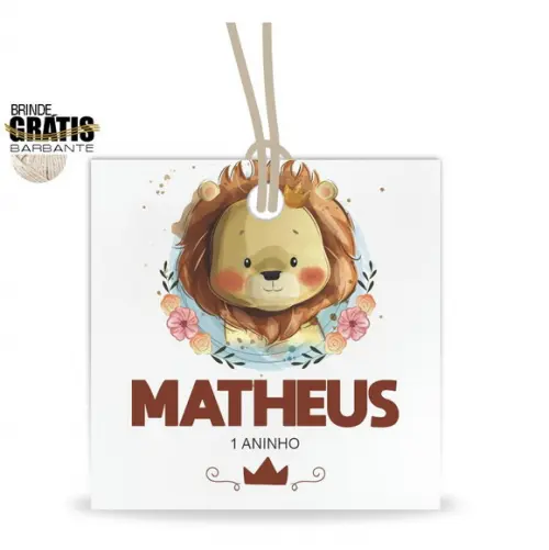 Tag infantil quadrada leãozinho