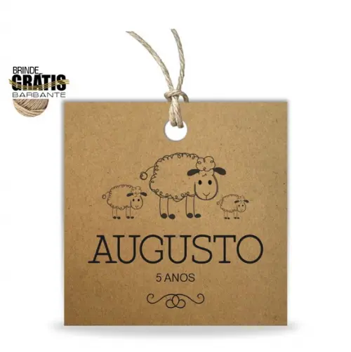 Tag infantil quadrada ovelhinha