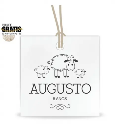 Tag infantil quadrada ovelhinha