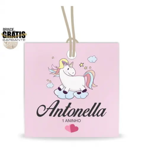 Tag infantil quadrada unicórnio