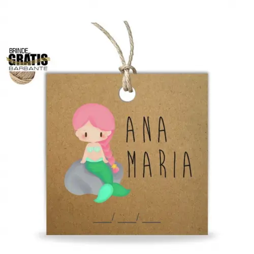Tag infantil quadrada sereia
