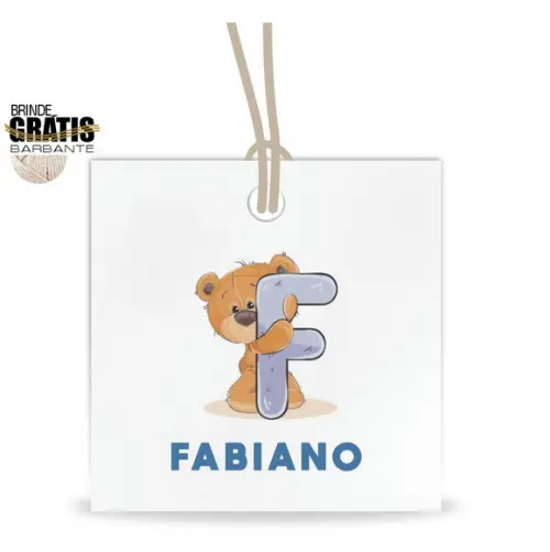 Tag infantil quadrada ursinho