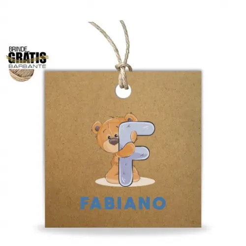 Tag infantil quadrada ursinho