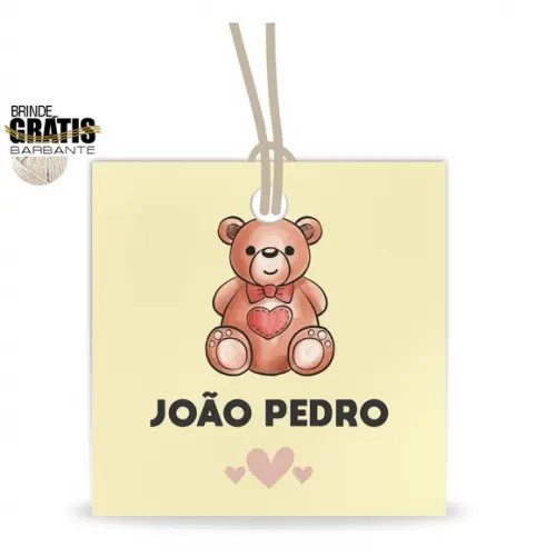 Tag infantil quadrada ursinho