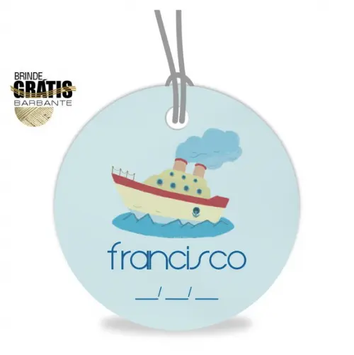 Tag infantil redonda barquinho